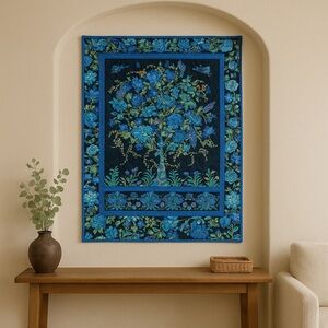 New Handmade Blue Floral Butterfly Quilt Wall Hanging / Throw
📏 31” x 51”